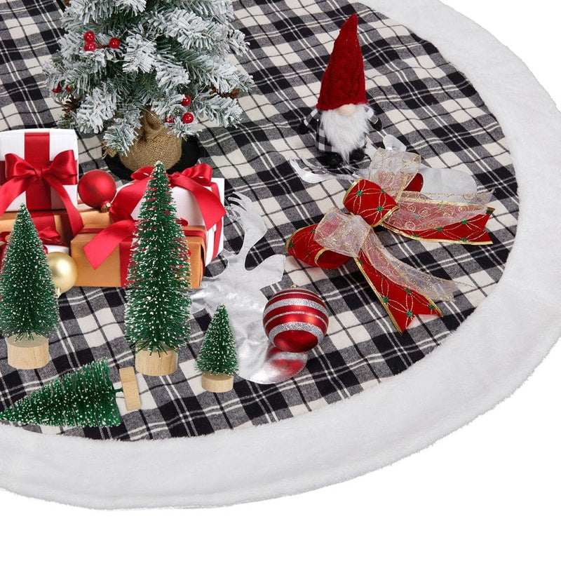 Adeeing 48 Inch Christmas Tree Skirt Xmas Tree Mat with White Faux Fur Edge and Snowflake for Christmas Decorations, Red-White Home & Garden > Decor > Seasonal & Holiday Decorations > Christmas Tree Skirts Adeeing Black-White  