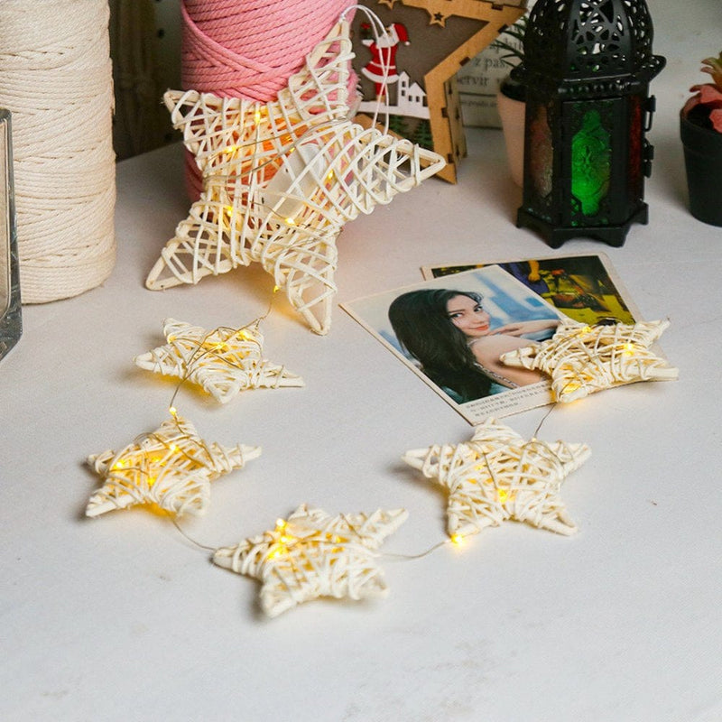 Adeeing Star-Shaped Rattan Weaving Hanging Decoration with String Light for Mother'S Day, Valentine'S Day, Bedroom, Garden Home & Garden > Decor > Seasonal & Holiday Decorations Adeeing   