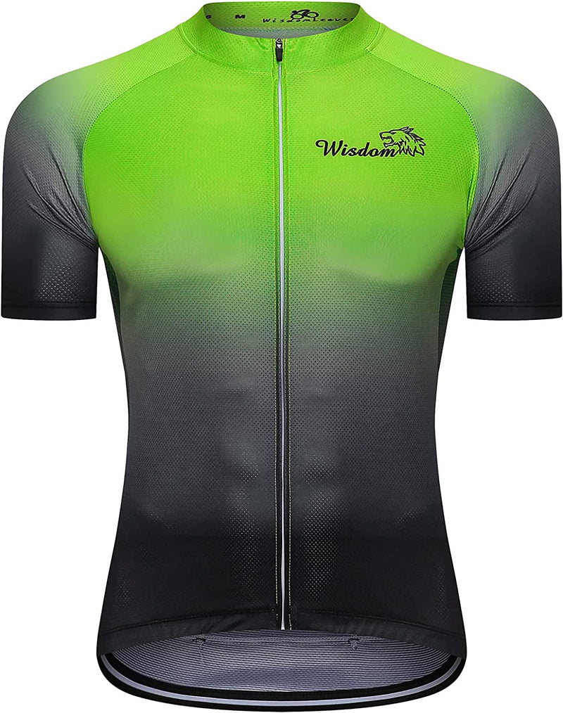 Wisdom Leaves Men'S Cycling Bike Jersey Short Sleeve with 3 Rear Pockets Biking Shirts Moisture Wicking and Breathable Sporting Goods > Outdoor Recreation > Cycling > Cycling Apparel & Accessories Wisdom Leaves   