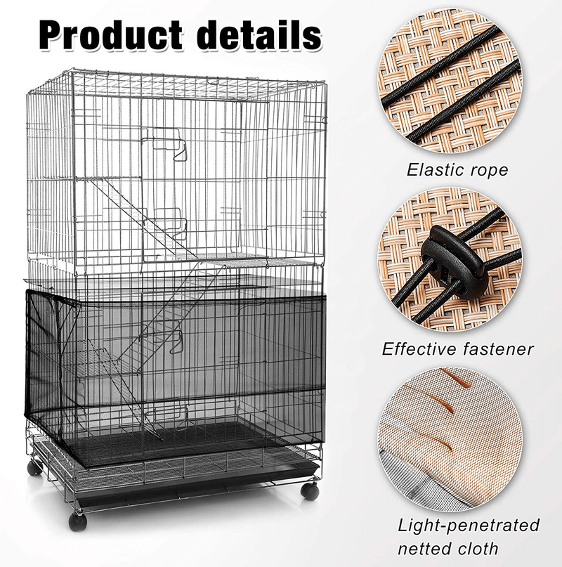 Adjustable Bird Cage Net Cover Birdcage Seed Feather Catcher Soft Skirt Guard Birdcage Nylon Mesh Netting for Parrot Parakeet Macaw Round Square Cages Animals & Pet Supplies > Pet Supplies > Bird Supplies > Bird Cages & Stands Shappy   