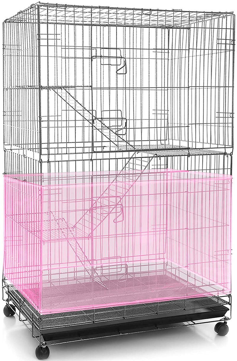 Adjustable Bird Cage Net Cover Birdcage Seed Feather Catcher Soft Skirt Guard Birdcage Nylon Mesh Netting for Parrot Parakeet Macaw Round Square Cages Animals & Pet Supplies > Pet Supplies > Bird Supplies > Bird Cages & Stands Shappy Light Pink 118 x 15 Inch/ 300 x 37 cm 