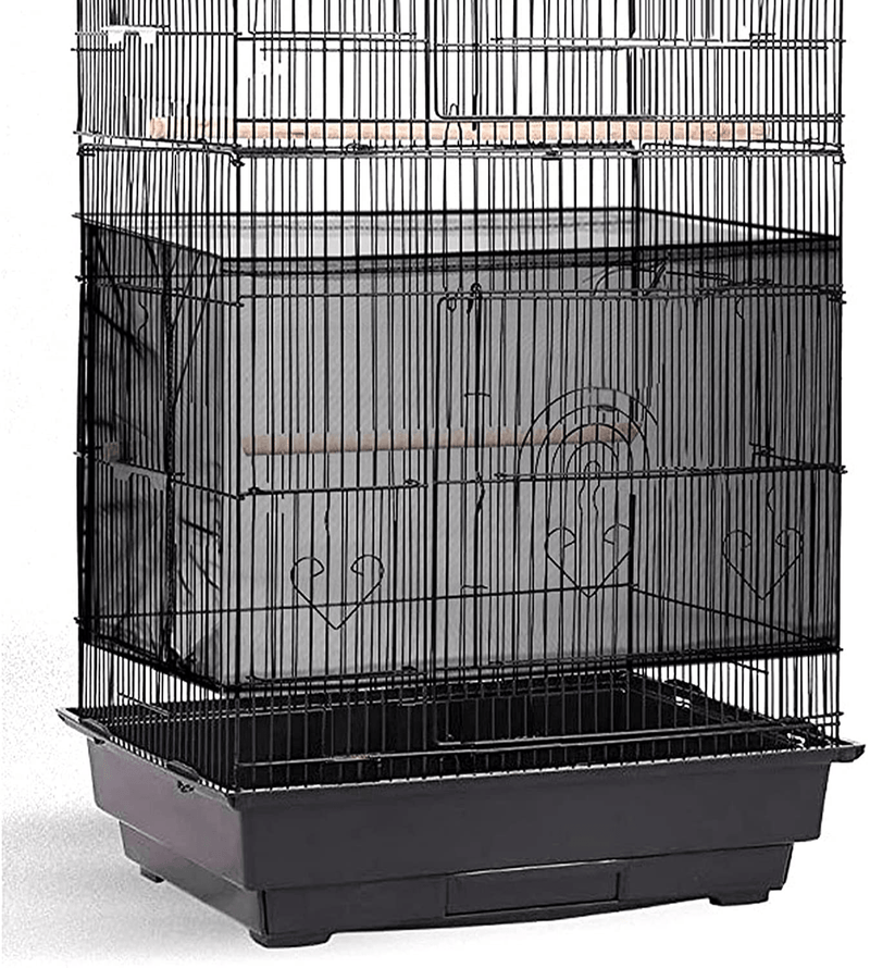 Adjustable Bird Cage Net Cover Birdcage Seed Feather Catcher Soft Skirt Guard Birdcage Nylon Mesh Netting for Parrot Parakeet Macaw Round Square Cages Animals & Pet Supplies > Pet Supplies > Bird Supplies > Bird Cages & Stands Shappy Black 78.7 x 15 Inch/ 200 x 37 cm 