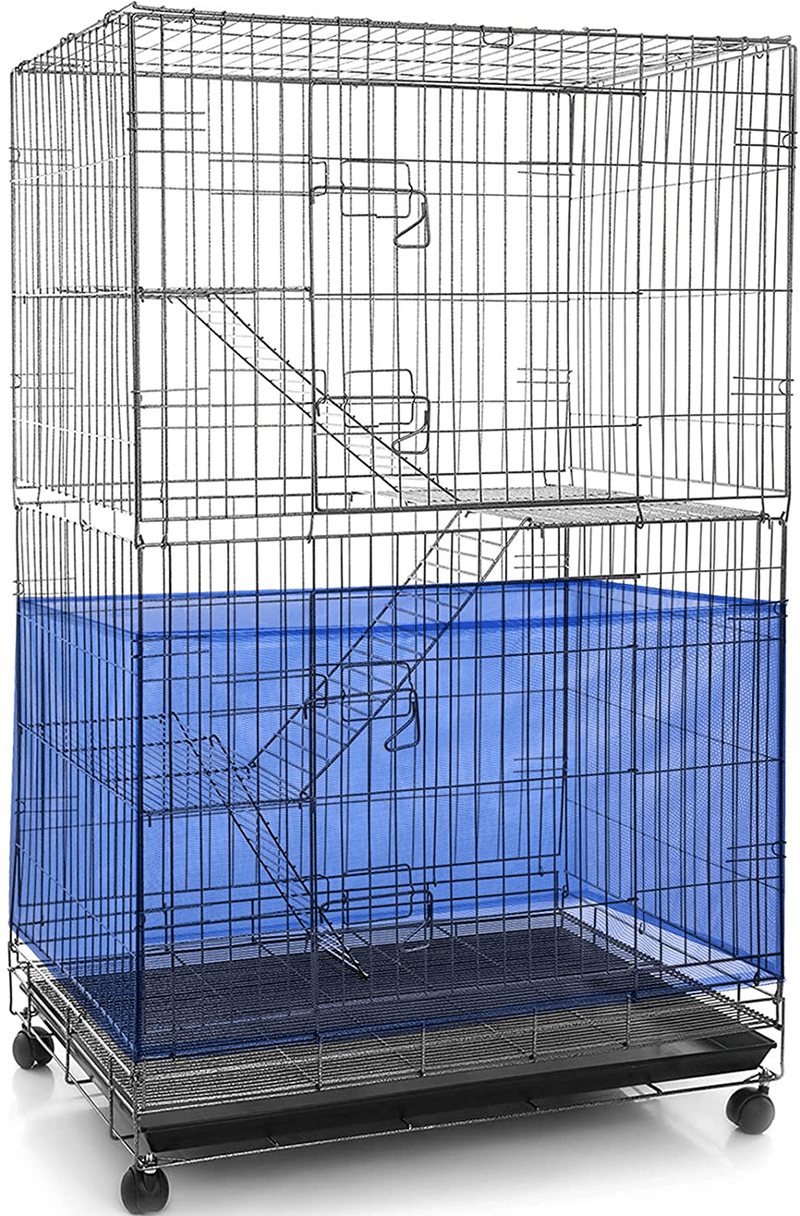 Adjustable Bird Cage Net Cover Birdcage Seed Feather Catcher Soft Skirt Guard Birdcage Nylon Mesh Netting for Parrot Parakeet Macaw Round Square Cages Animals & Pet Supplies > Pet Supplies > Bird Supplies > Bird Cages & Stands Shappy Blue 118 x 15 Inch/ 300 x 37 cm 