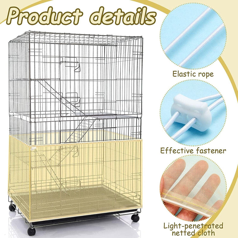 Adjustable Bird Cage Net Cover Birdcage Seed Feather Catcher Soft Skirt Guard Birdcage Nylon Mesh Netting for Parrot Parakeet Macaw round Square Cages (Yellow, 118 X 15 Inch/ 300 X 37 Cm)