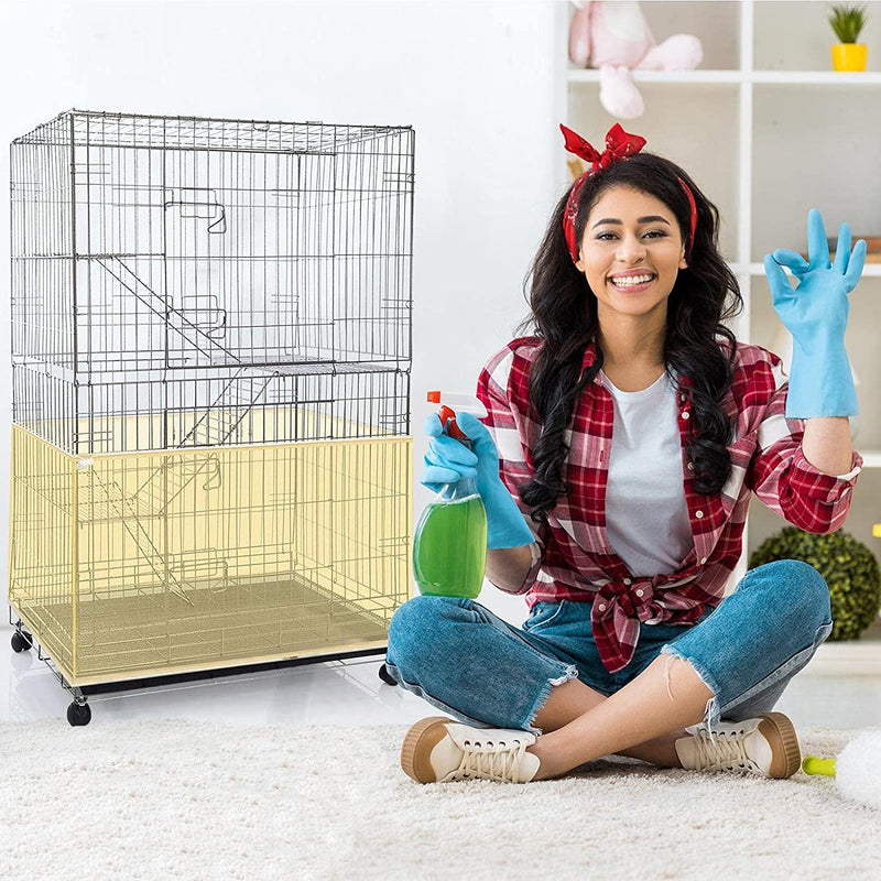 Adjustable Bird Cage Net Cover Birdcage Seed Feather Catcher Soft Skirt Guard Birdcage Nylon Mesh Netting for Parrot Parakeet Macaw round Square Cages (Yellow, 118 X 15 Inch/ 300 X 37 Cm)
