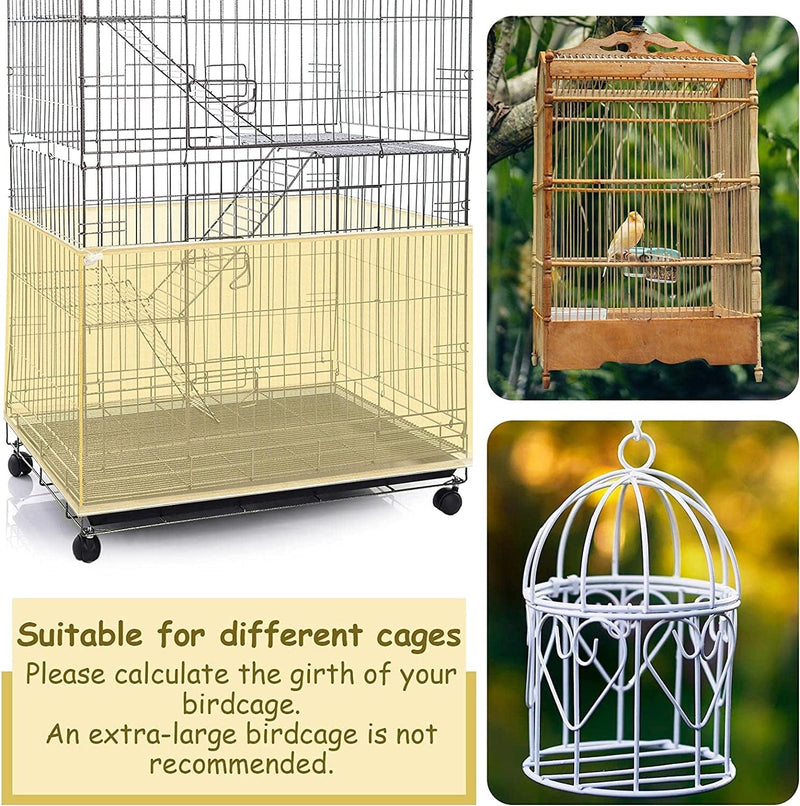 Adjustable Bird Cage Net Cover Birdcage Seed Feather Catcher Soft Skirt Guard Birdcage Nylon Mesh Netting for Parrot Parakeet Macaw round Square Cages (Yellow, 118 X 15 Inch/ 300 X 37 Cm) Animals & Pet Supplies > Pet Supplies > Bird Supplies > Bird Cages & Stands Shappy   