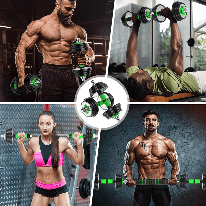 Adjustable Dumbbells Barbell Weight Set, 44Lbs/20KG Weight Dumbbells Set with Bar - Dumbbell Barbell 3 in 1 for Men Women Home Gym Workout Anti-Drop & Non-Slip