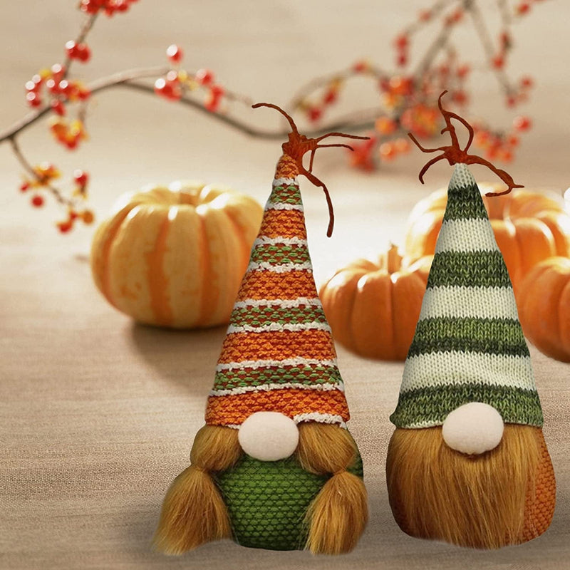 Admired by Nature, ABN5D013-ORNGGRN 6-Inch, Thanksgiving Plush Tomte Gnomes Table Decoration Halloween Fall Ornament, Home Office Décor, Set of 2, Orange/Green Home & Garden > Decor > Seasonal & Holiday Decorations Admired By Nature Orange Green X-Small 
