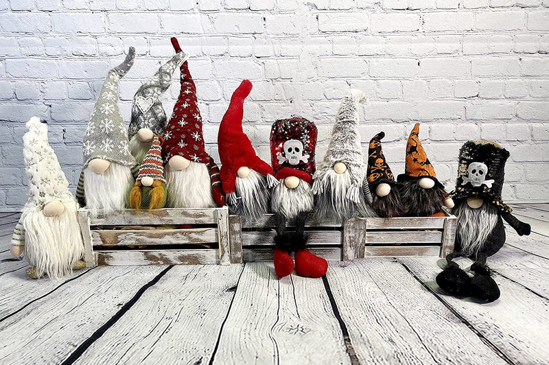 Admired by Nature, ABN5D013-ORNGGRN 6-Inch, Thanksgiving Plush Tomte Gnomes Table Decoration Halloween Fall Ornament, Home Office Décor, Set of 2, Orange/Green Home & Garden > Decor > Seasonal & Holiday Decorations Admired By Nature   