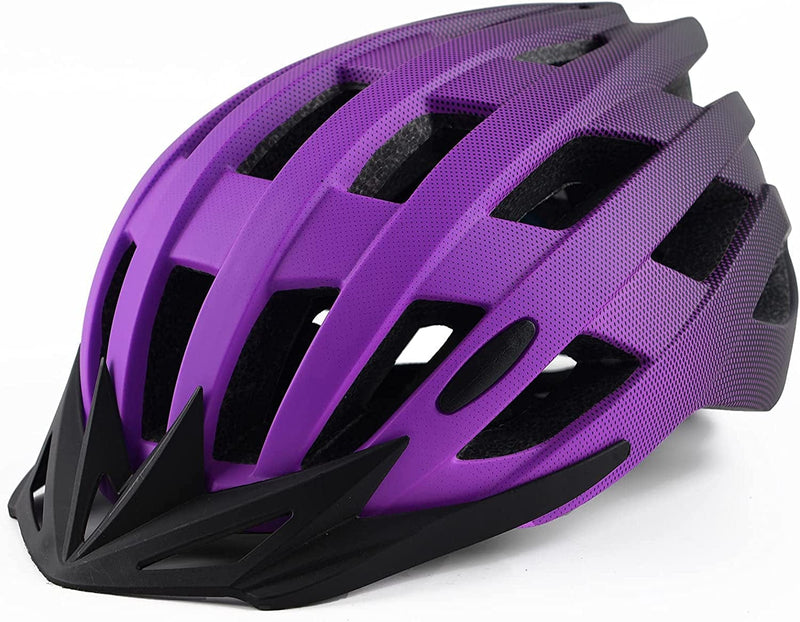 Adult Bike Helmets, Adjustable Mens Womens Bicycle Helmet, Lightweight Road Mountain Cycling Safety Sports Helmets with Detachable Visor Sporting Goods > Outdoor Recreation > Cycling > Cycling Apparel & Accessories > Bicycle Helmets TLAMEE Purple L:58-62cm/22.8''-24.4'' 