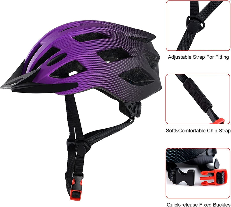 Adult Bike Helmets, Adjustable Mens Womens Bicycle Helmet, Lightweight Road Mountain Cycling Safety Sports Helmets with Detachable Visor Sporting Goods > Outdoor Recreation > Cycling > Cycling Apparel & Accessories > Bicycle Helmets TLAMEE   