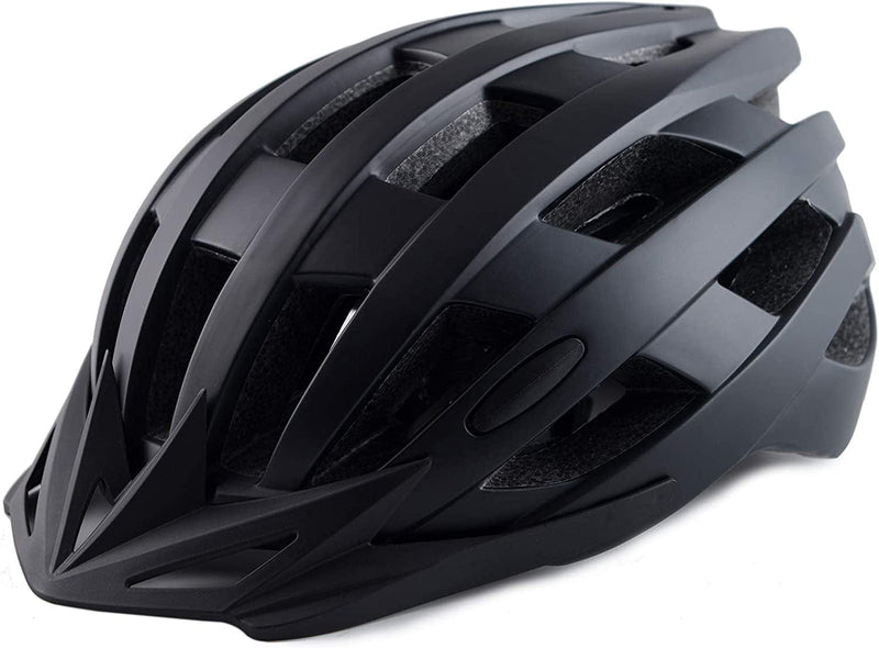 Adult Bike Helmets, Adjustable Mens Womens Bicycle Helmet, Lightweight Road Mountain Cycling Safety Sports Helmets with Detachable Visor Sporting Goods > Outdoor Recreation > Cycling > Cycling Apparel & Accessories > Bicycle Helmets TLAMEE Black L:58-62cm/22.8''-24.4'' 