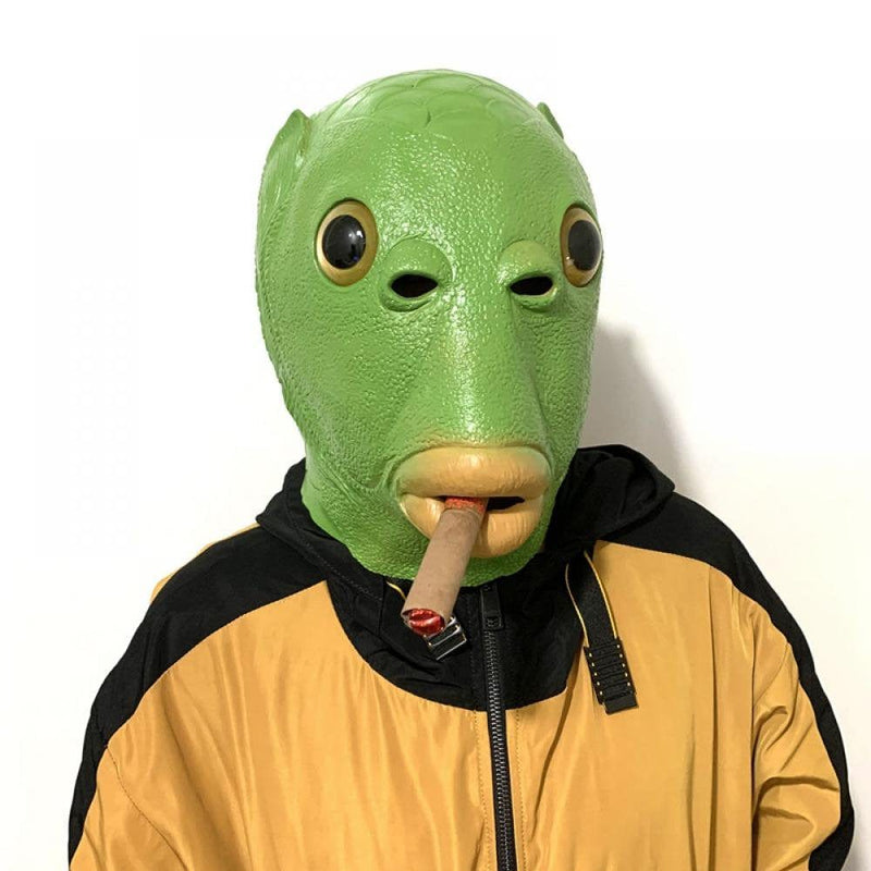 Adult Funny Ugly Green Fish Head Latex Cosplay Party Halloween Mask Headgear Apparel & Accessories > Costumes & Accessories > Masks GETFIT   