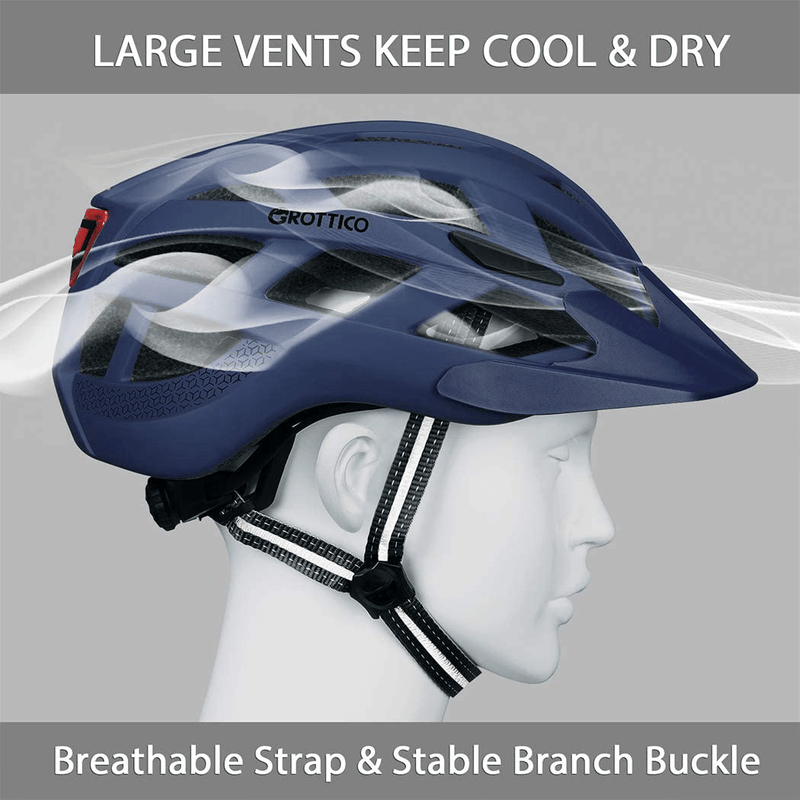 Adult-Men-Women Bike Helmet with Light - Mountain Road Bicycle Helmet with Replacement Pads & Detachable Visor Sporting Goods > Outdoor Recreation > Cycling > Cycling Apparel & Accessories > Bicycle Helmets GROTTICO   