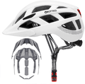 Adult-Men-Women Bike Helmet with Light - Mountain Road Bicycle Helmet with Replacement Pads & Detachable Visor Sporting Goods > Outdoor Recreation > Cycling > Cycling Apparel & Accessories > Bicycle Helmets GROTTICO Matte White M(21.6-22.8 in/55-58cm) 