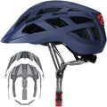 Adult-Men-Women Bike Helmet with Light - Mountain Road Bicycle Helmet with Replacement Pads & Detachable Visor Sporting Goods > Outdoor Recreation > Cycling > Cycling Apparel & Accessories > Bicycle Helmets GROTTICO Matte Dark Blue L(23-24 in/59-61cm) 