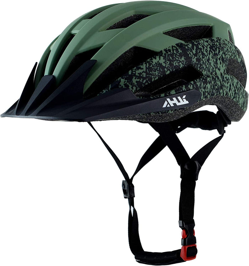 Adult Road Bike Helmet, Men Women Adjustable Mountain Bicycle Helmet with Detachable Visor, 2 Sizes for Youth, Adult Sporting Goods > Outdoor Recreation > Cycling > Cycling Apparel & Accessories > Bicycle Helmets Anharluka Matte Dark-Green L: 58-61cm / 22.8-24.0 inch 