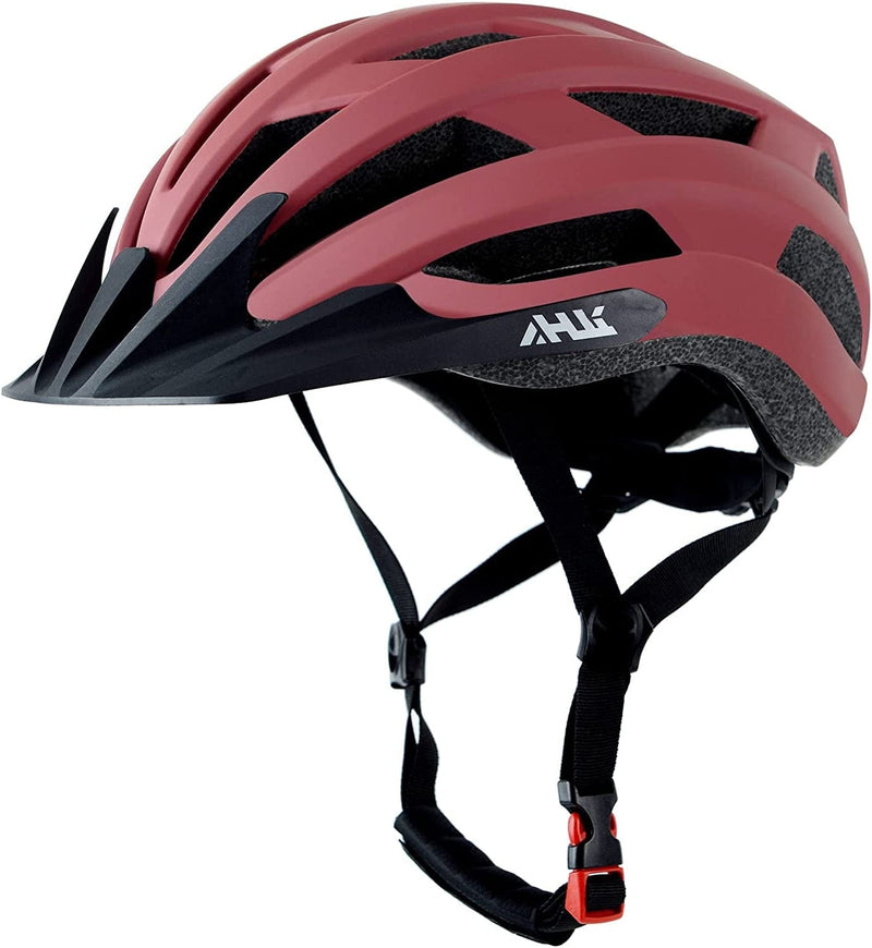 Adult Road Bike Helmet, Men Women Adjustable Mountain Bicycle Helmet with Detachable Visor, 2 Sizes for Youth, Adult Sporting Goods > Outdoor Recreation > Cycling > Cycling Apparel & Accessories > Bicycle Helmets Anharluka Matte Red L: 58-61cm / 22.8-24.0 inch 