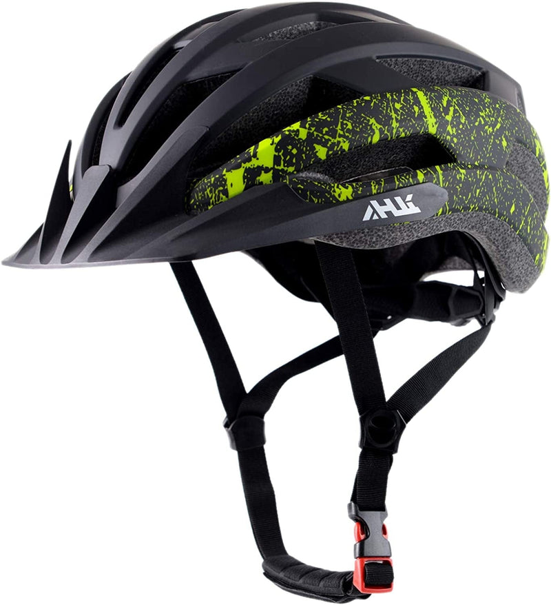 Adult Road Bike Helmet, Men Women Adjustable Mountain Bicycle Helmet with Detachable Visor, 2 Sizes for Youth, Adult Sporting Goods > Outdoor Recreation > Cycling > Cycling Apparel & Accessories > Bicycle Helmets Anharluka Matte Black & Green M: 54-58cm / 21.3-22.8 inch 
