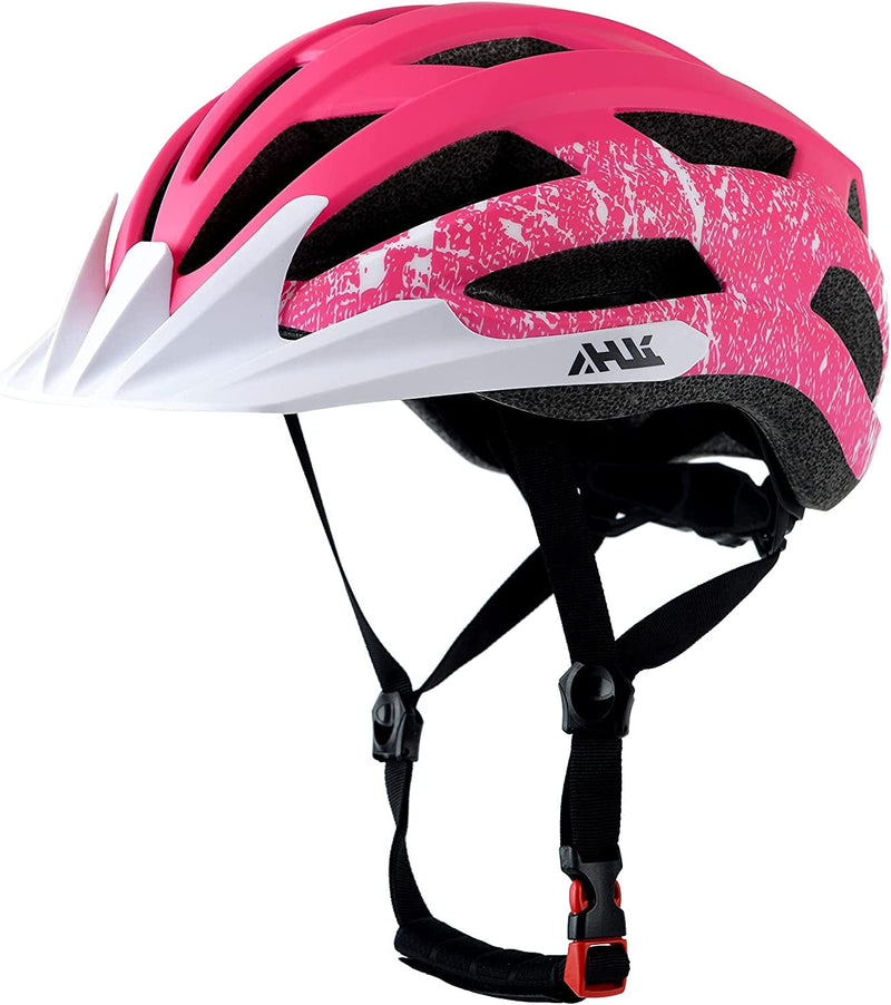 Adult Road Bike Helmet, Men Women Adjustable Mountain Bicycle Helmet with Detachable Visor, 2 Sizes for Youth, Adult Sporting Goods > Outdoor Recreation > Cycling > Cycling Apparel & Accessories > Bicycle Helmets Anharluka Matte Pink L: 58-61cm / 22.8-24.0 inch 