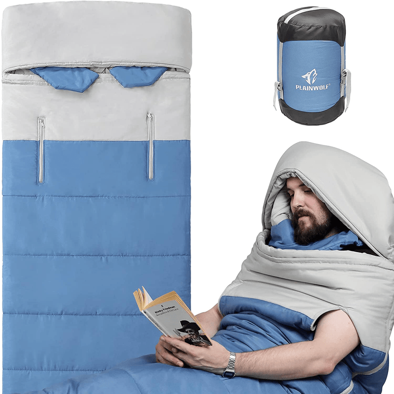 Adult Sleeping Bag for Camping-Wearable Sleeping Bags Envelope Type,Extra-Wide,Portable,32℉/0℃ for Backpacking,Hiking,Outdoor and Indoor Sleepover