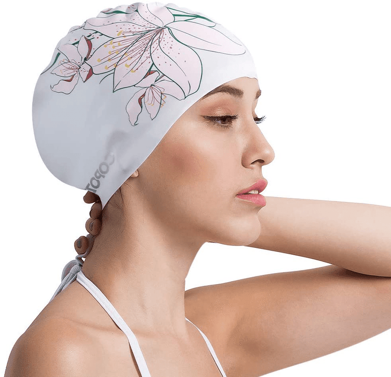 Adult Swim Cap, Silicone Swimming Caps Stretchable Bathing Cap Comfortable Swimming Hat for Adults Youth Women Girls Sporting Goods > Outdoor Recreation > Boating & Water Sports > Swimming > Swim Caps Copo Lily  