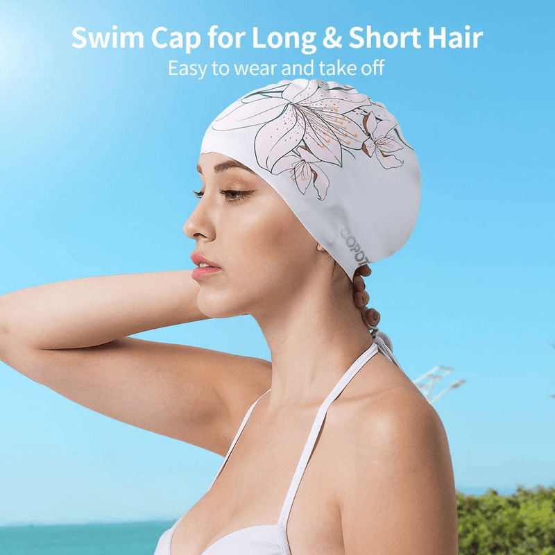 Adult Swim Cap, Silicone Swimming Caps Stretchable Bathing Cap Comfortable Swimming Hat for Adults Youth Women Girls Sporting Goods > Outdoor Recreation > Boating & Water Sports > Swimming > Swim Caps Copo   