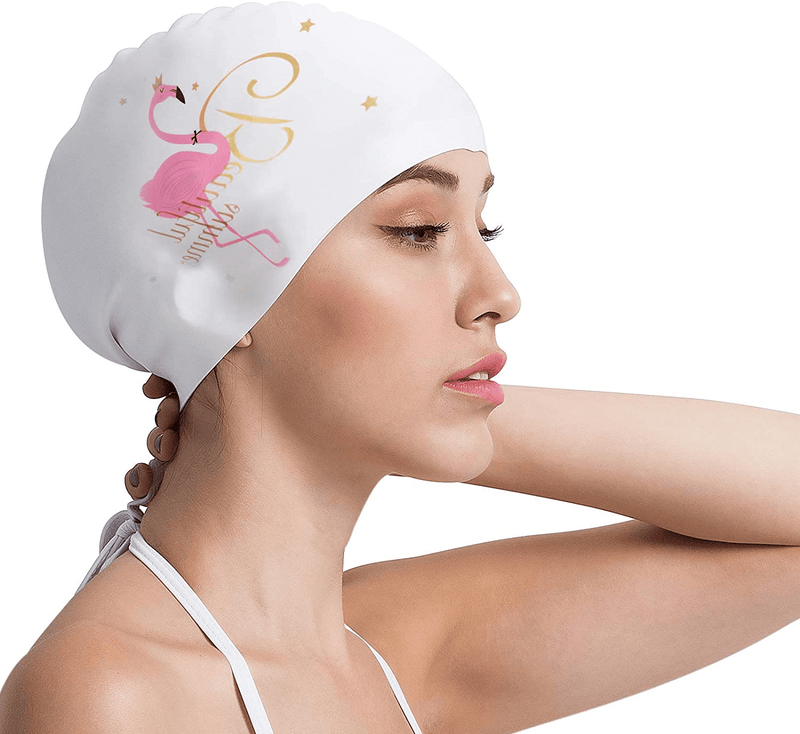 Adult Swim Cap, Silicone Swimming Caps Stretchable Bathing Cap Comfortable Swimming Hat for Adults Youth Women Girls Sporting Goods > Outdoor Recreation > Boating & Water Sports > Swimming > Swim Caps Copo Pink Flamingo  