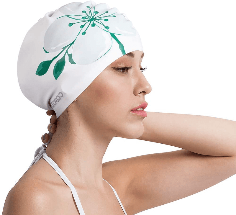 Adult Swim Cap, Silicone Swimming Caps Stretchable Bathing Cap Comfortable Swimming Hat for Adults Youth Women Girls Sporting Goods > Outdoor Recreation > Boating & Water Sports > Swimming > Swim Caps Copo Watercolor Flower  