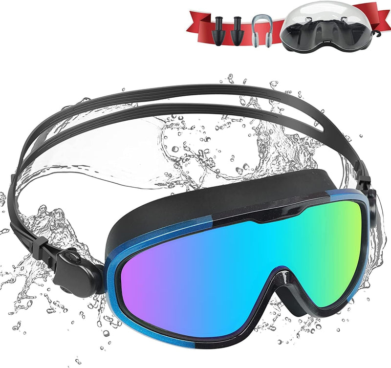 Adult Swim Goggles,Adrople Wide Vision Swim Goggles for Women Girls Youth Adult Age 12+ Anti-Fog No Leaking, Sporting Goods > Outdoor Recreation > Boating & Water Sports > Swimming > Swim Goggles & Masks Adrople Blue  