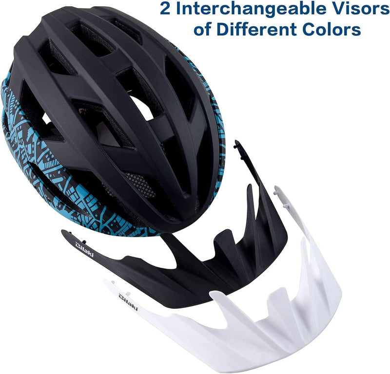 Adult Youth Bike Helmet, Road Mountain Bicycle Helmet for Women Men Teenager Kids Boy Girl, Lightweight and Adjustable with Detachable Visors Sporting Goods > Outdoor Recreation > Cycling > Cycling Apparel & Accessories > Bicycle Helmets Bilaki   
