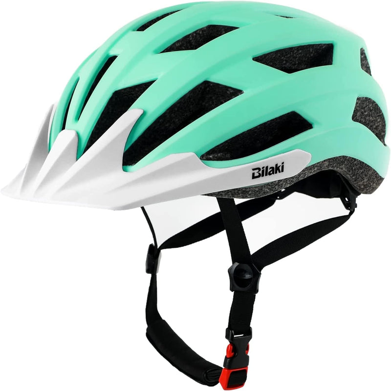 Adult Youth Bike Helmet, Road Mountain Bicycle Helmet for Women Men Teenager Kids Boy Girl, Lightweight and Adjustable with Detachable Visors Sporting Goods > Outdoor Recreation > Cycling > Cycling Apparel & Accessories > Bicycle Helmets Bilaki Mint Green L: 58-61cm / 22.8-24.0 inch 