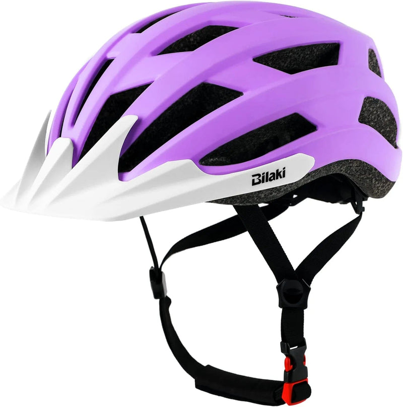 Adult Youth Bike Helmet, Road Mountain Bicycle Helmet for Women Men Teenager Kids Boy Girl, Lightweight and Adjustable with Detachable Visors Sporting Goods > Outdoor Recreation > Cycling > Cycling Apparel & Accessories > Bicycle Helmets Bilaki Purple M: 54- 58 cm / 21.3- 22.8 inch 