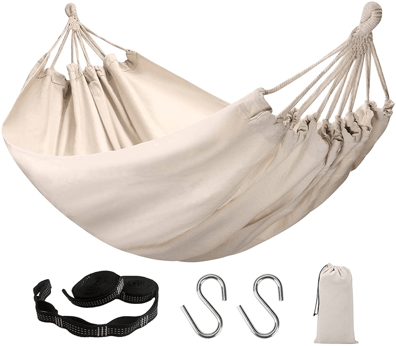 ADVOKAIR Hammock Single Person Canvas Cotton Hammock Portable Hanging Swing Bed for Camping Outdoor Indoor