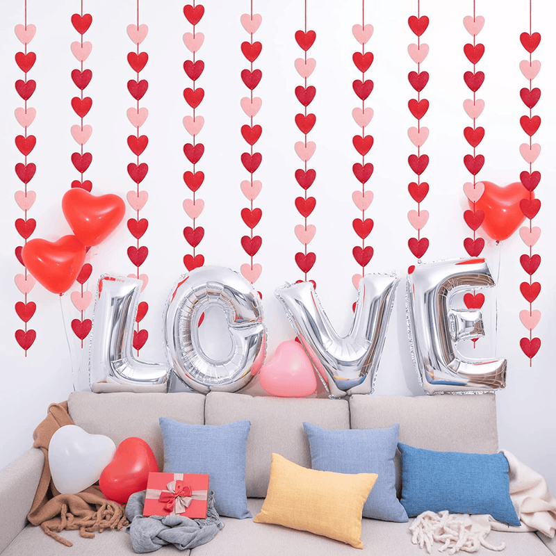 ADXCO 10 Pieces Valentine Heart Garland Banner Paper Heart Garland Hanging Hearts Decorations Romantic Heart Banner for Valentine'S Decorations (Red, Pink, Burgundy) Home & Garden > Decor > Seasonal & Holiday Decorations ADXCO   