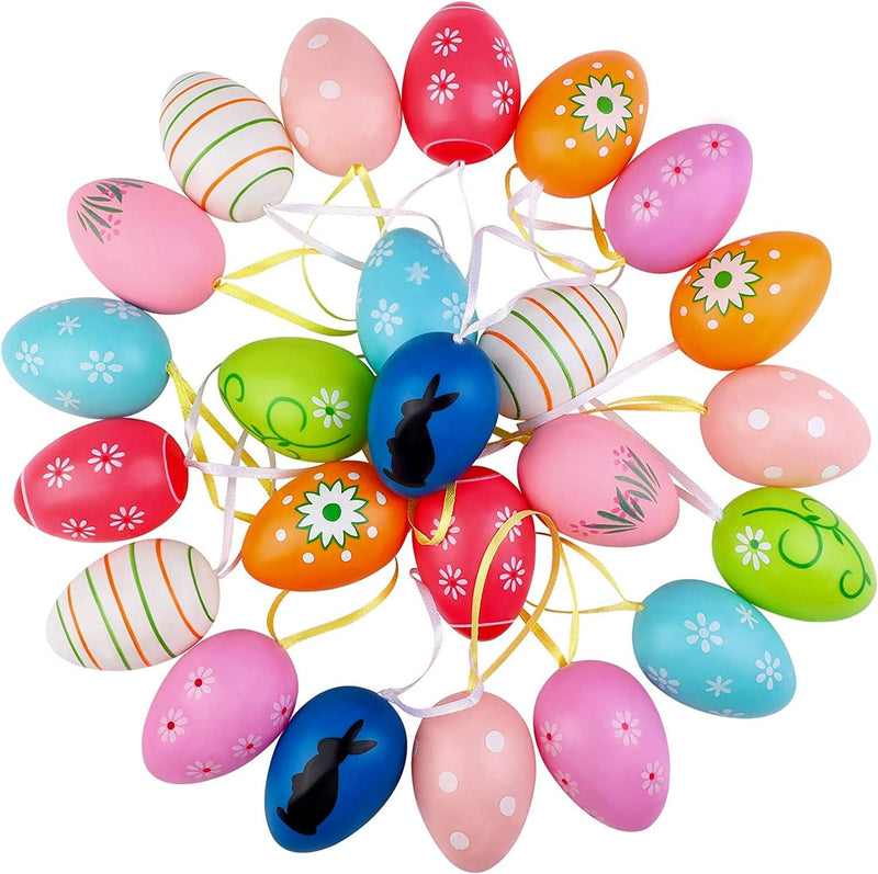 ADXCO 14 Pieces Colorful Easter Eggs Easter Hanging Ornaments Easter Hanging Decorative Easter Eggs Painted for DIY Crafts Home Decorations, Random Styles Home & Garden > Decor > Seasonal & Holiday Decorations ADXCO 28  
