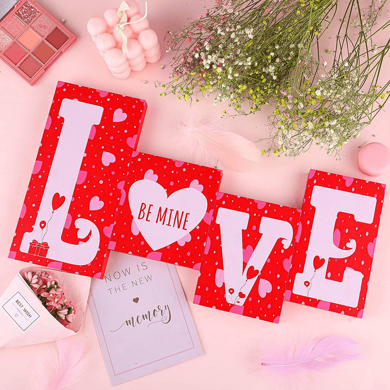 ADXCO Valentine Love Sign Valentines Day Love Blocks L-O-V-E Words Sign Freestanding Wooden Letters Gift Valentine'S Day Table Decor, Anniversary Table Decoration Home & Garden > Decor > Seasonal & Holiday Decorations ADXCO   