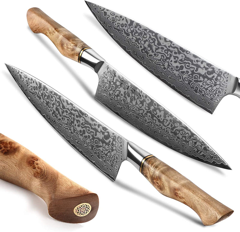 HEZHEN Chef'S Knife-Professional-8.3 Inch Damascus Steel, Kitchen Knife VG10 Gyuto Knife-Master Series Chef Cooking Tool at Home,Restaurant-Figured Sycamore Wood Handle Home & Garden > Kitchen & Dining > Kitchen Tools & Utensils > Kitchen Knives Yangjiangshi Yangdong lansheng e-commerce co.,ltd   