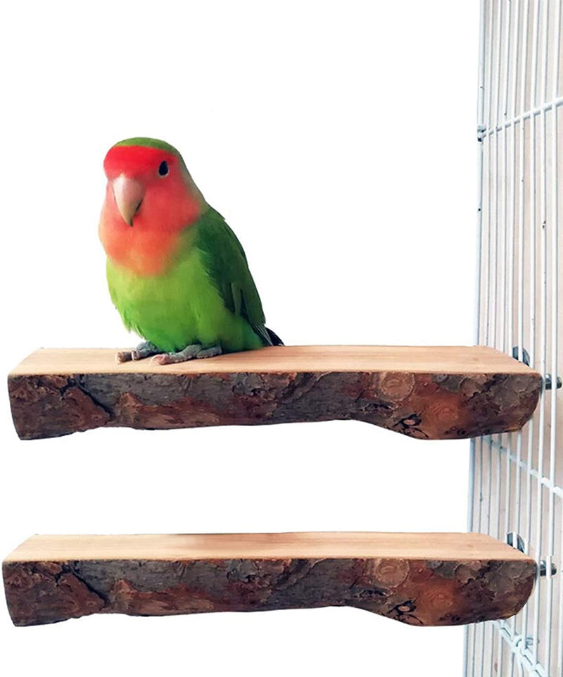 Tfwadmx Parrot Perch for Cage, 2 Pack Bird Stand Platform Natural Wood Playground Cage Accessories for Parakeet Cockatiel Lovebird Finches Conure Budgie