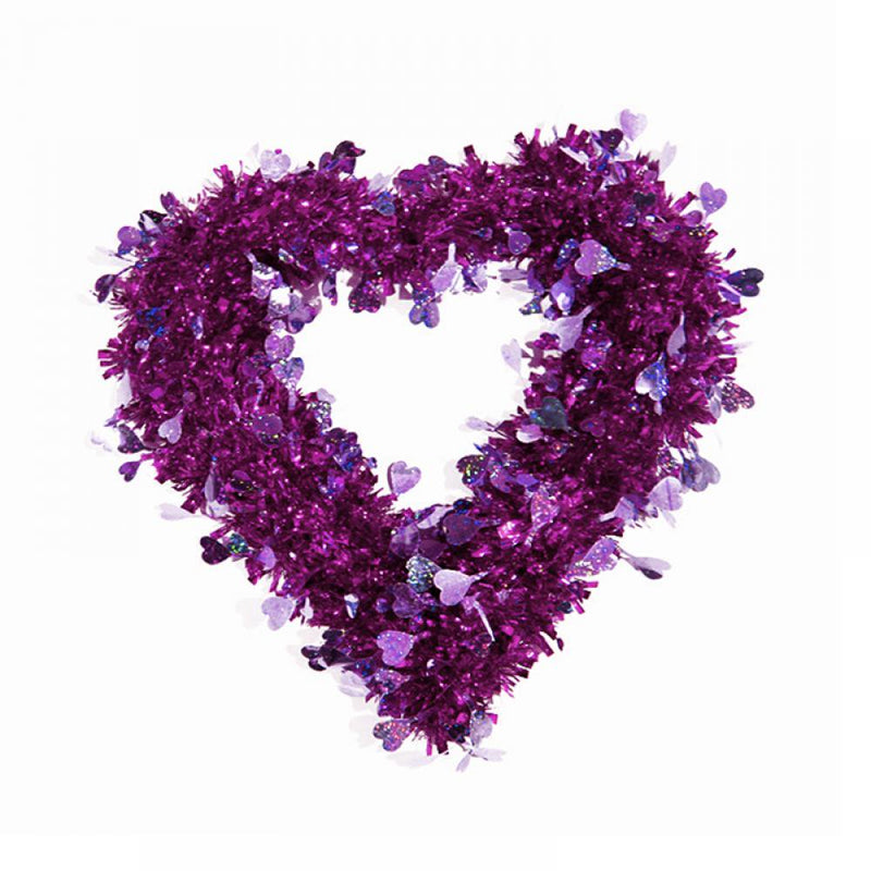 Red Tinsel Heart Wreath Decorations - Heart Shaped Decor for Front Door Wall - Valentine Day Wreath Decorations Outdoor Indoor - Artificial Heart Decorations for Party, 12 Inch Home & Garden > Decor > Seasonal & Holiday Decorations Hardlegix Red&Silver  