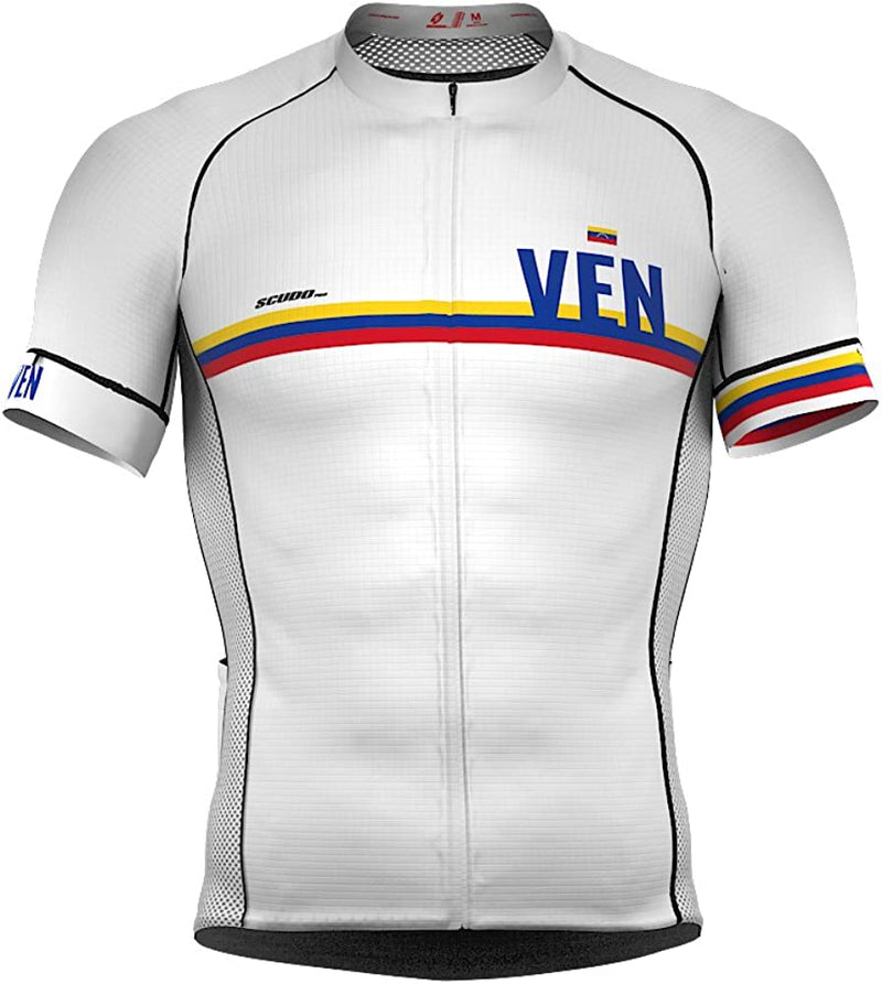 Venezuela Code Short Sleeve Cycling PRO Jersey for Men Sporting Goods > Outdoor Recreation > Cycling > Cycling Apparel & Accessories Scudo Sports Wear White Large 