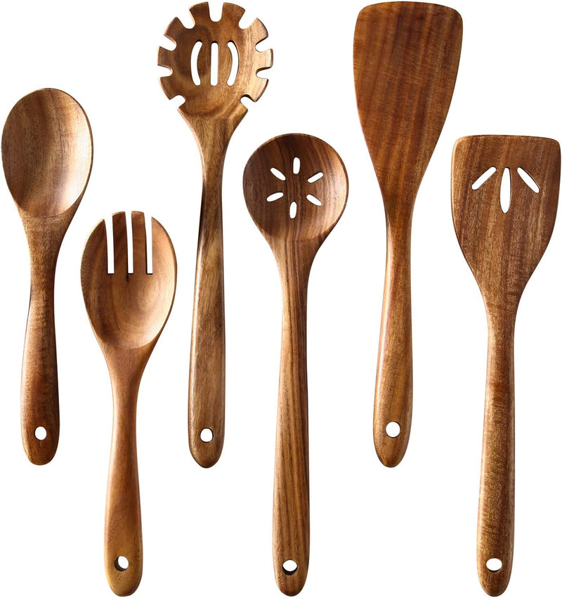 Healthy Cooking Utensils Set,Tmkit Wooden Cooking Tools and Storage Wooden Barrel- Natural Nonstick Hard Wood Spatula and Spoons - Durable Eco-Friendly and Safe Kitchen Cooking Spoon (Set of 6) Home & Garden > Kitchen & Dining > Kitchen Tools & Utensils Tmkit 6 PCS  