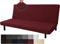 JIVINER Stretch Futon Cover Universal Armless Sofa Slipcover Non Slip Spandex Sofa Bed without Armrest Cover Soft Spandex Futon Slipcover with Elastic Bands (Futon, Beige) Home & Garden > Decor > Chair & Sofa Cushions JWN E-Commerce Wine Red Futon 