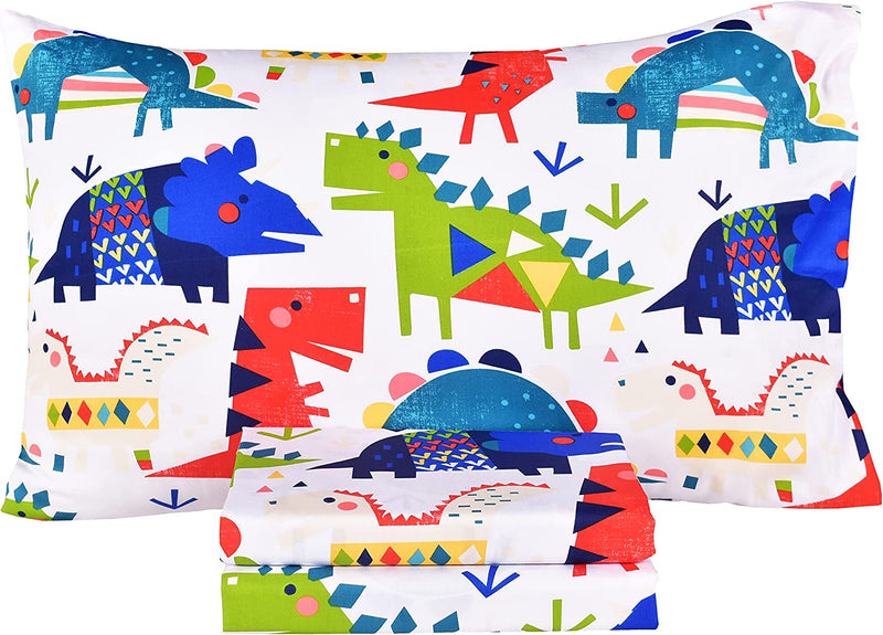Scientific Sleep Dinosaur Dino Cute Fun 100% Cotton Cozy Twin Bed Sheet Set, Flat Sheet & Fitted Sheet & Pillowcase Natural Bedding Set (15, Twin) Home & Garden > Linens & Bedding > Bedding Scientific Sleep   