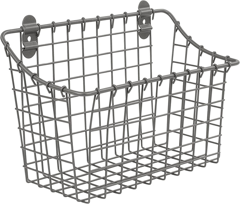 Spectrum Diversified Vintage Large Cabinet & Wall-Mounted Basket for Storage & Organization Rustic Farmhouse Decor, Sturdy Steel Wire Storage Bin, Industrial Gray Sporting Goods > Outdoor Recreation > Fishing > Fishing Rods Firemall LLC Industrial Gray Pack of 1 Large