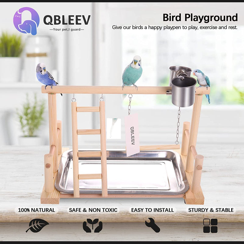 QBLEEV Bird'S Stand Playground Climb Wooden Perches (Bird Stand(14.4" L * 9" W *9.7" H)) Animals & Pet Supplies > Pet Supplies > Bird Supplies QBLEEV   