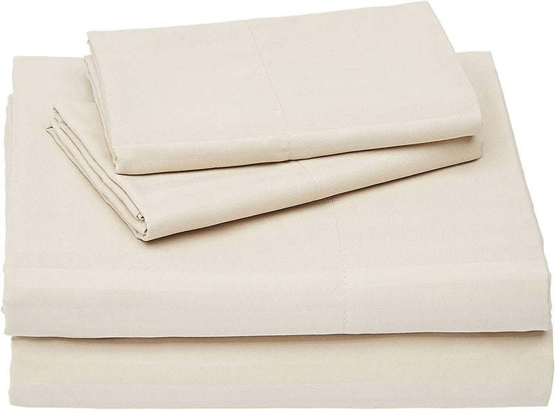 Deluxe Microfiber Striped Sheet Set, Bright White, Twin Home & Garden > Linens & Bedding > Bedding KOL DEALS Beige 1-Pack Queen
