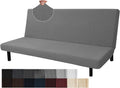 JIVINER Stretch Futon Cover Universal Armless Sofa Slipcover Non Slip Spandex Sofa Bed without Armrest Cover Soft Spandex Futon Slipcover with Elastic Bands (Futon, Beige) Home & Garden > Decor > Chair & Sofa Cushions JWN E-Commerce Light Gray and Black Futon 