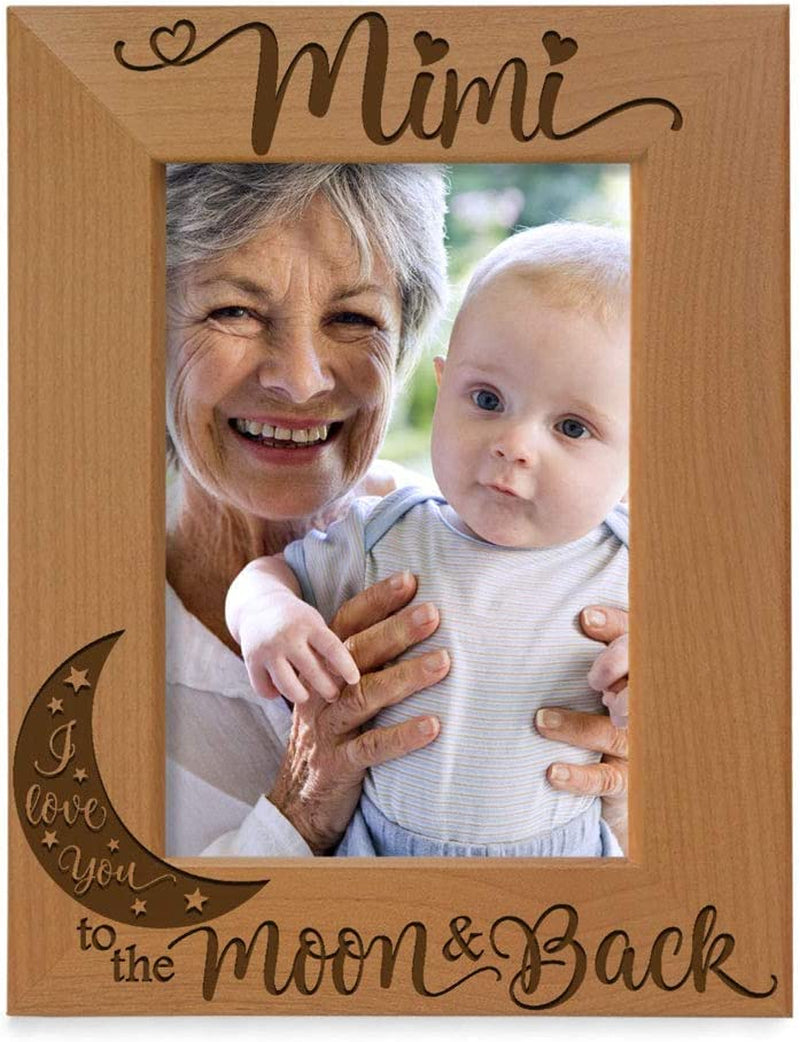 KATE POSH - Mimi I Love You to the Moon and Back Engraved Natural Wood Picture Frame, Grandparent'S Day Gifts, Grandma Gifts, for Nana, (4X6-Vertical) Home & Garden > Decor > Picture Frames Kate Posh 4x6-Vertical  