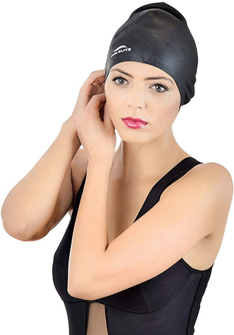Silicone Swim Cap for Long Hair, Swimming Cap for Women Long Hair, Flexible Adult Swimmers Cap, Waterproof Bathing Swimming Pool Cap with Nose Clip, Stretchy and Lightweight, Keep Hair Dry Sporting Goods > Outdoor Recreation > Boating & Water Sports > Swimming > Swim Caps SWIM ELITE   